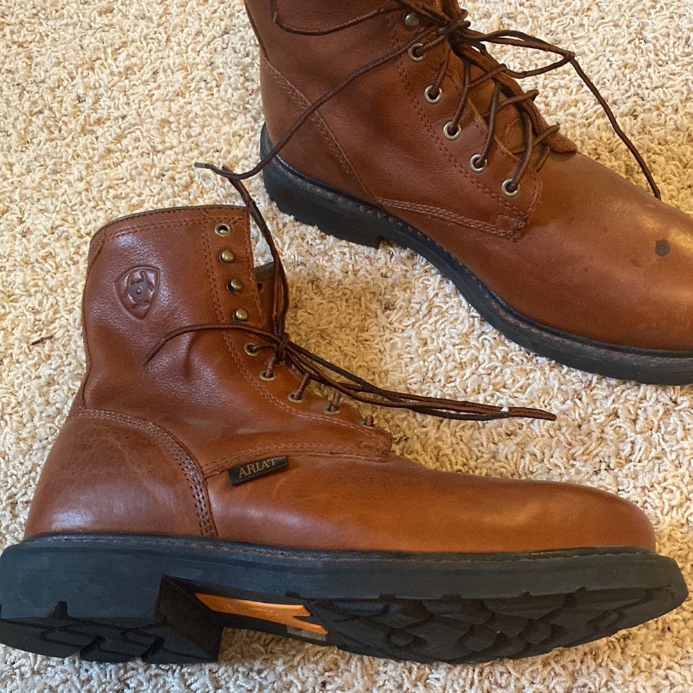 Ariat Brown Leather Work Boots Size 8.5
